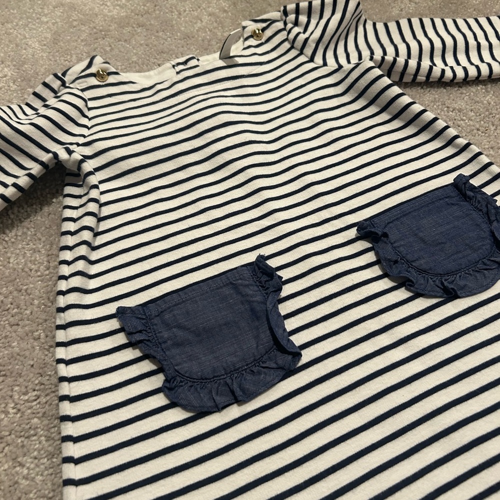 Janie and Jack Navy and White Striped Dress - Picture 2 of 7